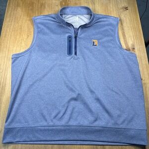 Johnnie-O 1/4 Zip Golf Vest Mens 2XL Heather Blue Sleeveless Performance Logo